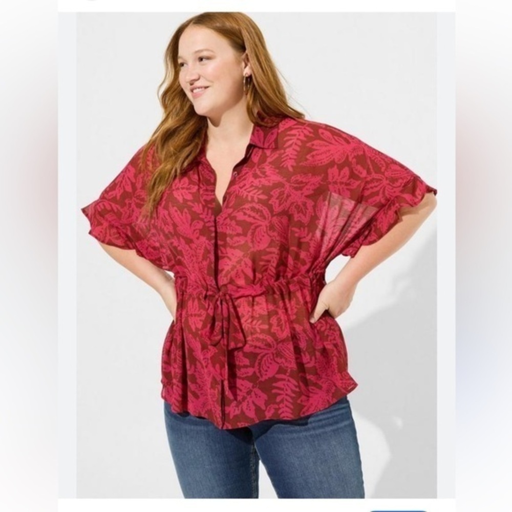 Chiffon Dolman Button Up Short Sleeve torrid brand new w tags size 4x